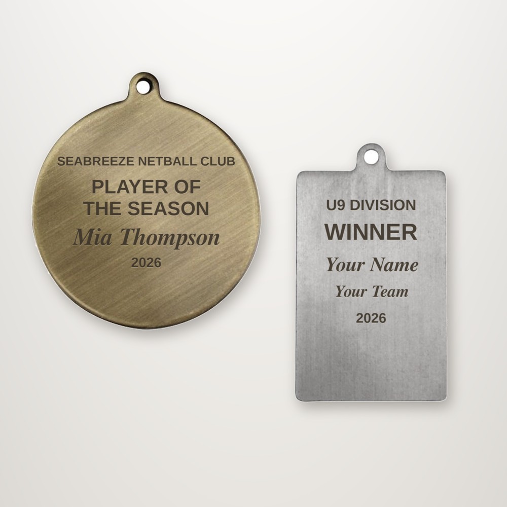 Medal back engraved with player name, award and year