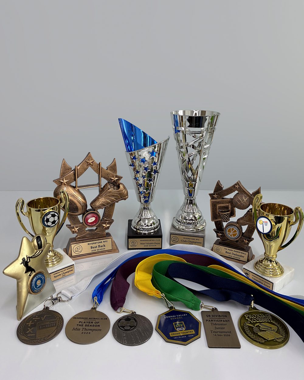 Trophies, cups and medals for schools and sports clubs